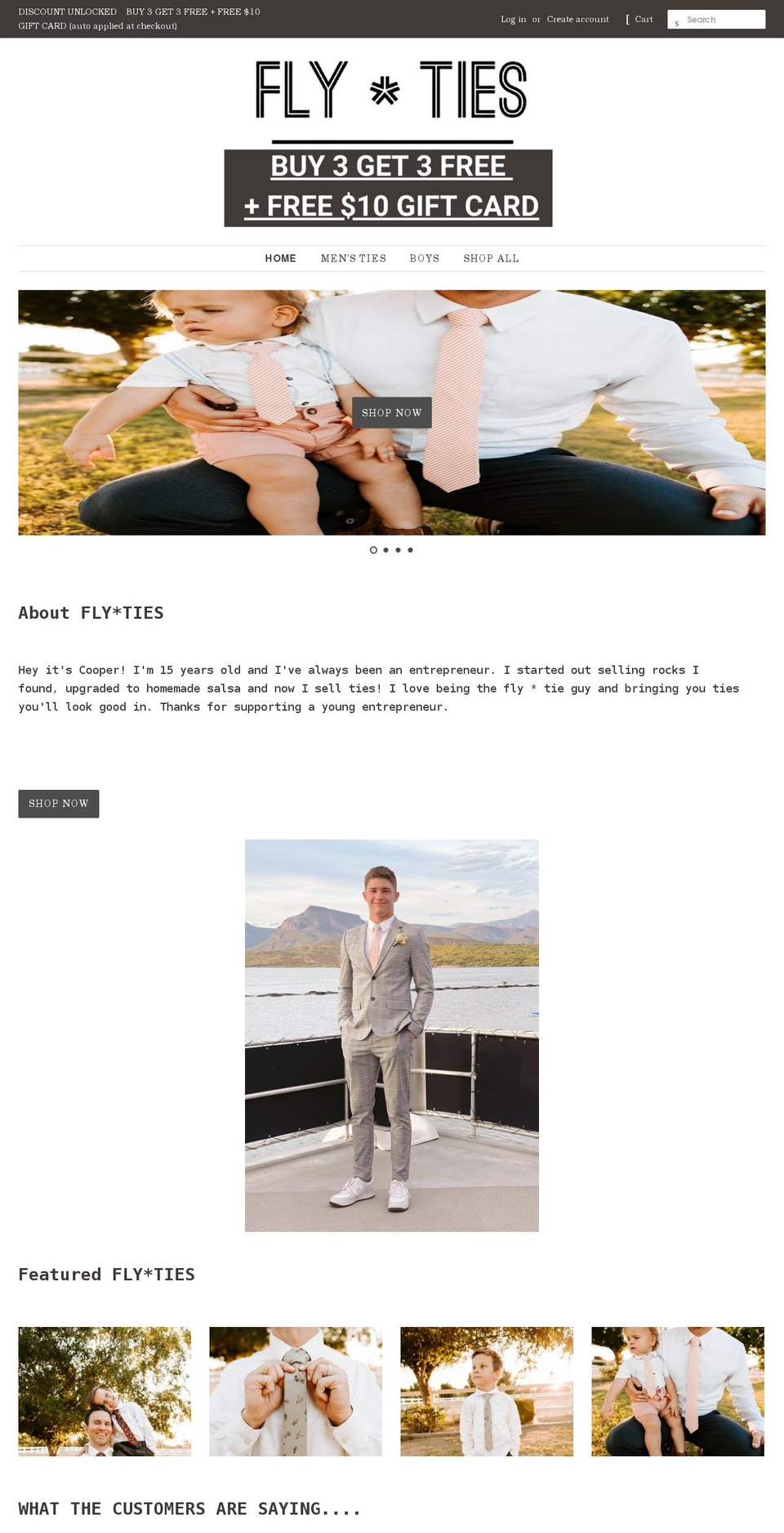 flytiesaz.com shopify website screenshot