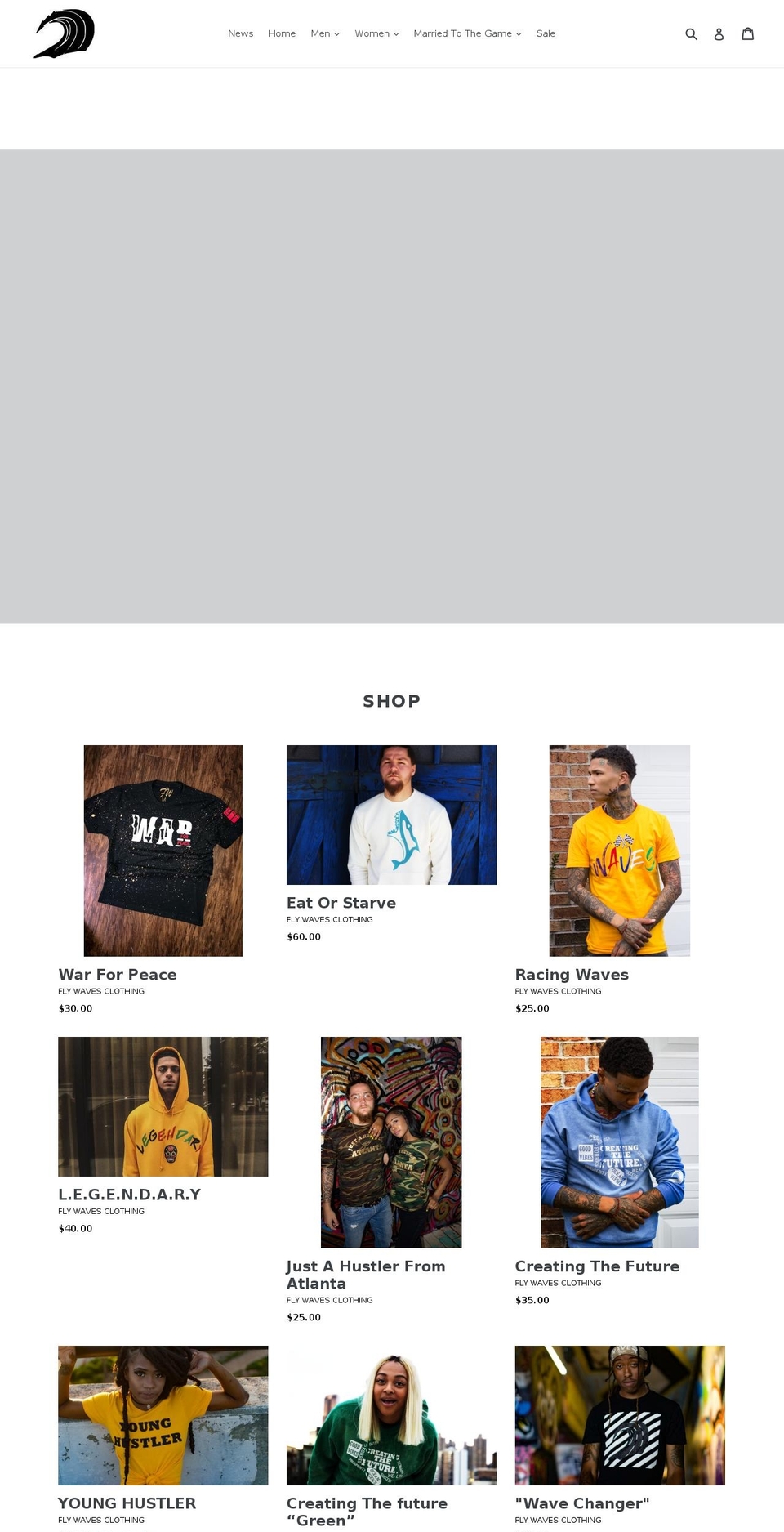flywavesclothing.com — Shopify storefront screenshot
