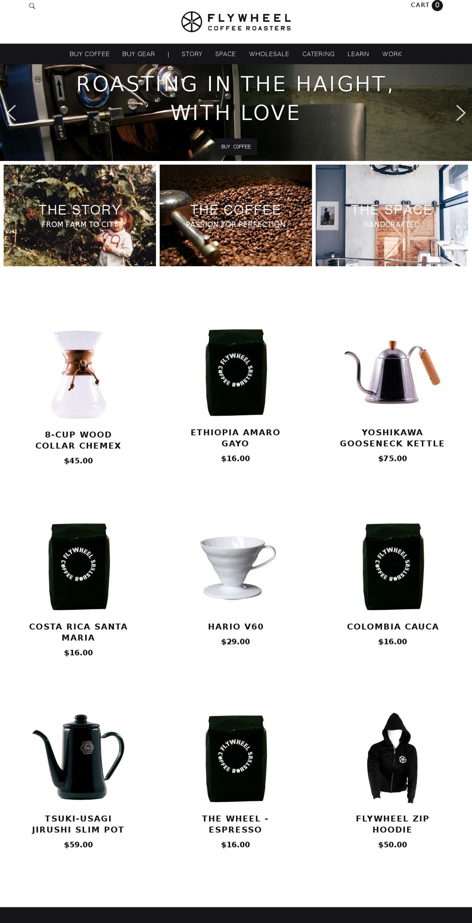 Timber Shopify theme site example flywheelcoffee.com