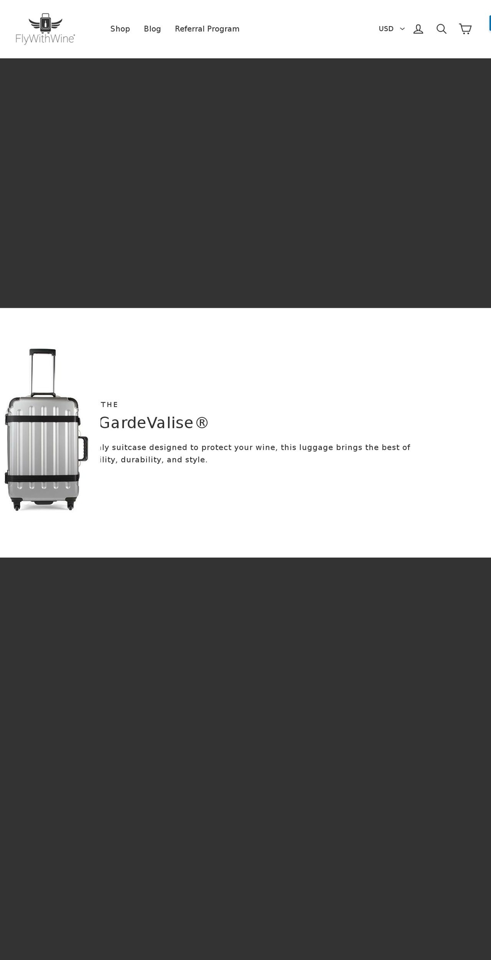 flywithwine.com shopify website screenshot