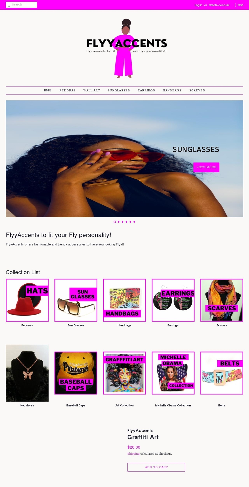 flyyaccents.com shopify website screenshot