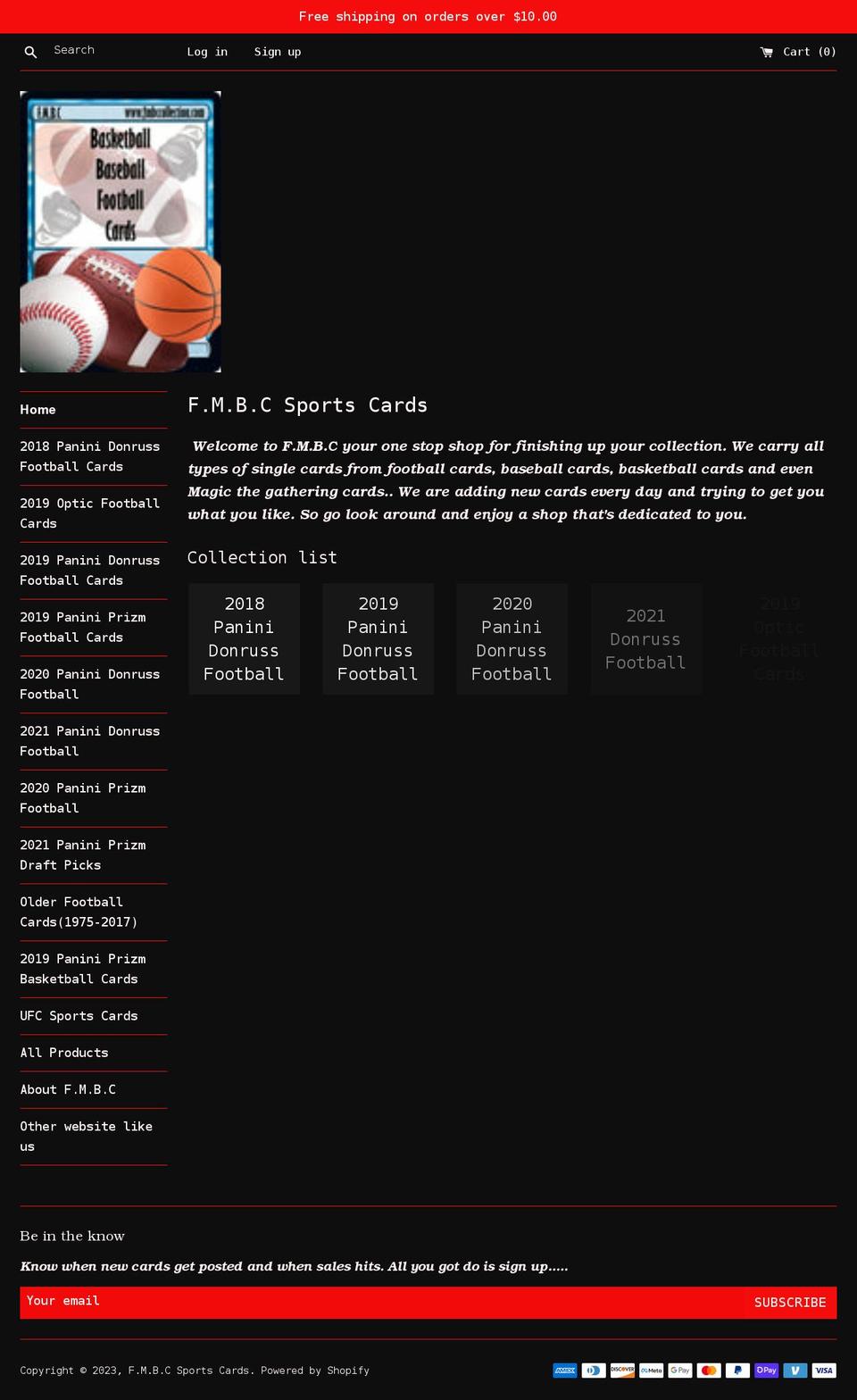 fmbccollection.com shopify website screenshot