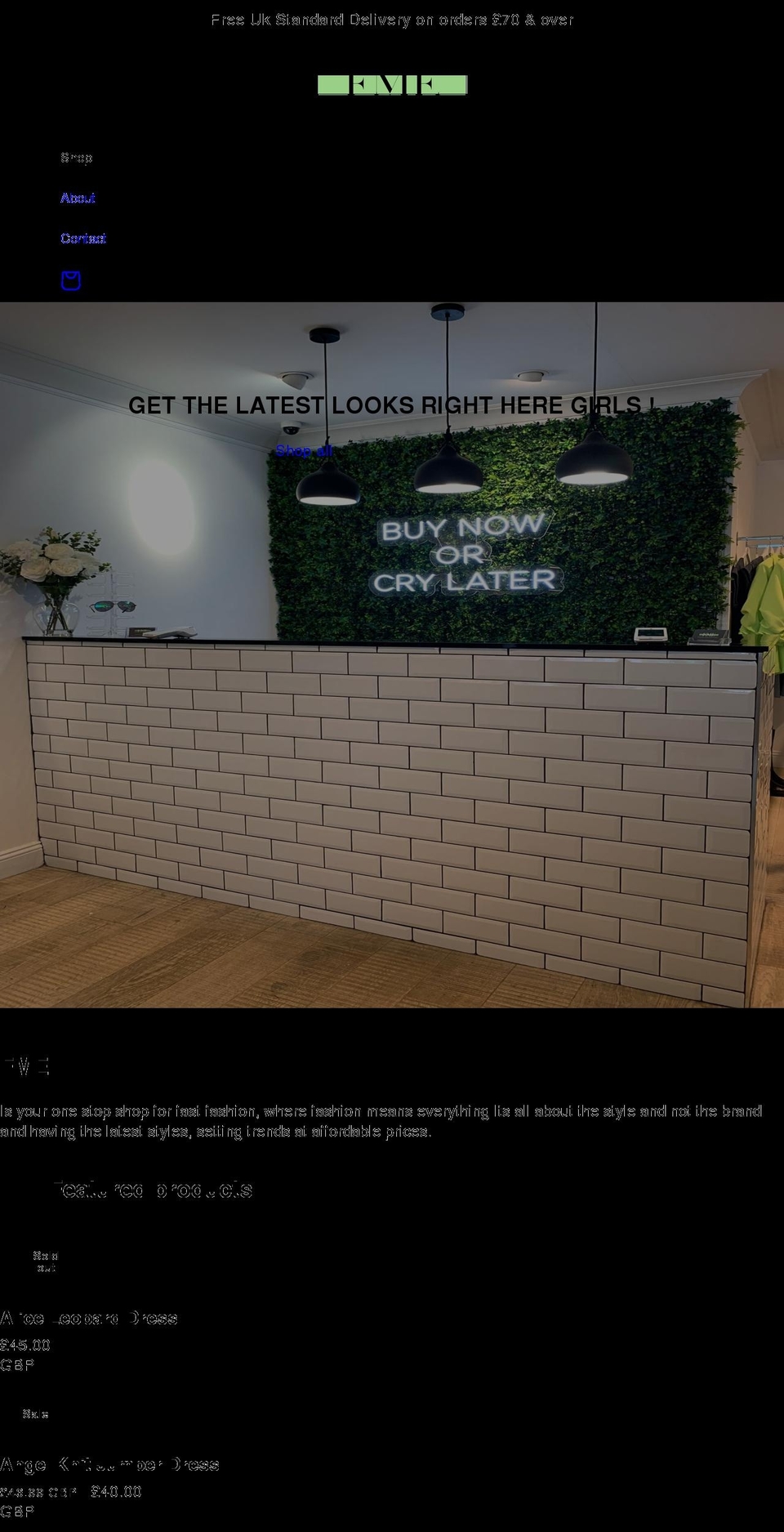 fmeclothing.co.uk shopify website screenshot