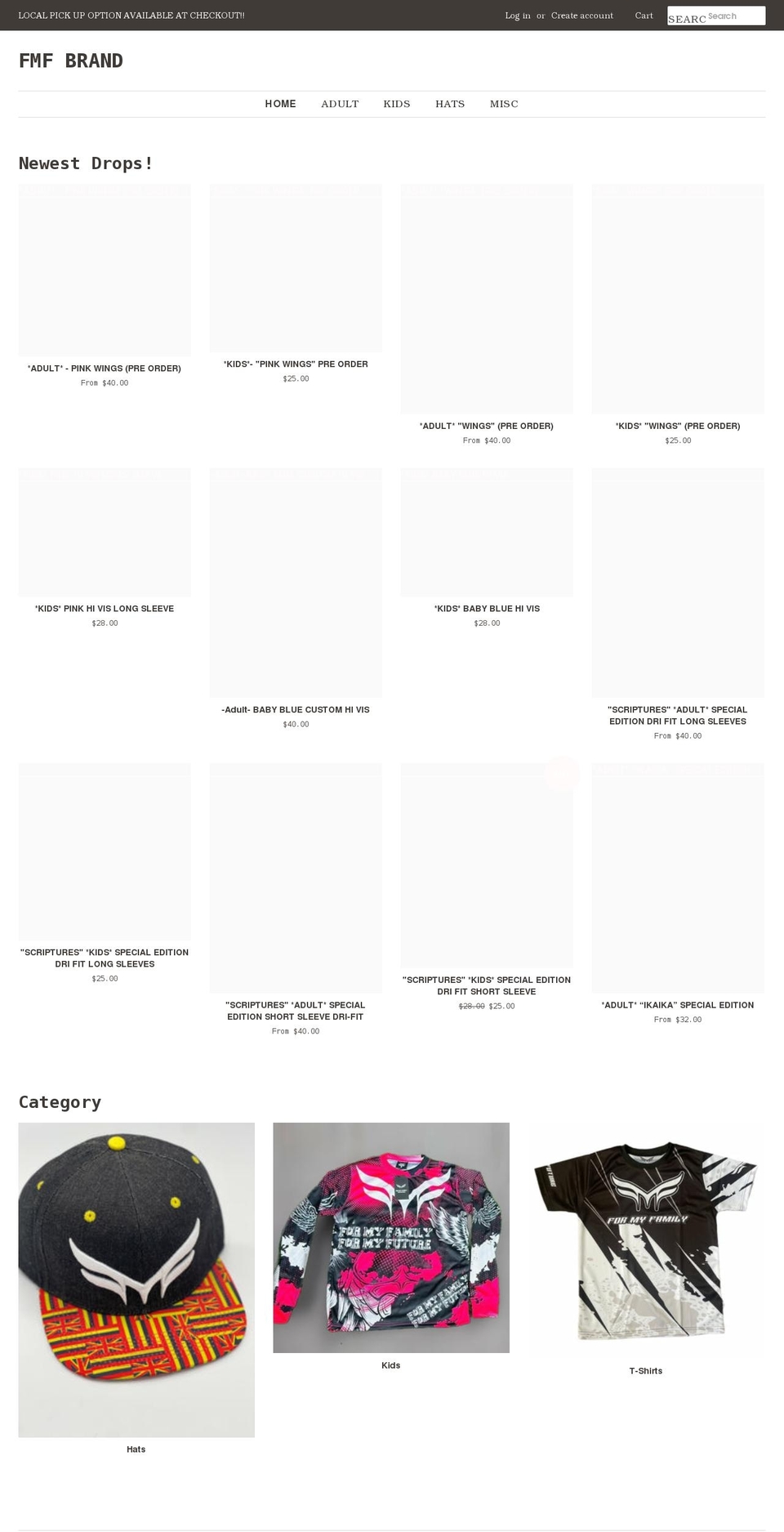 fmfbrand.com shopify website screenshot