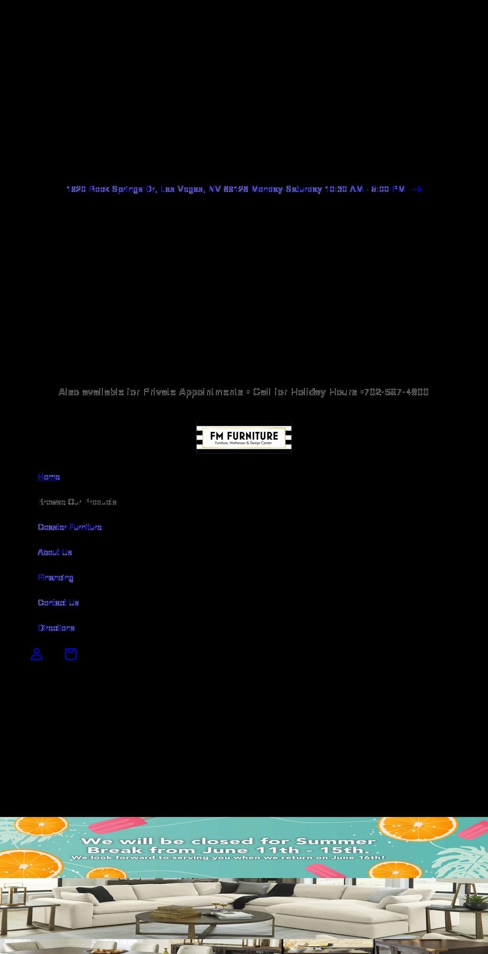 fmfurniturelv.com shopify website screenshot
