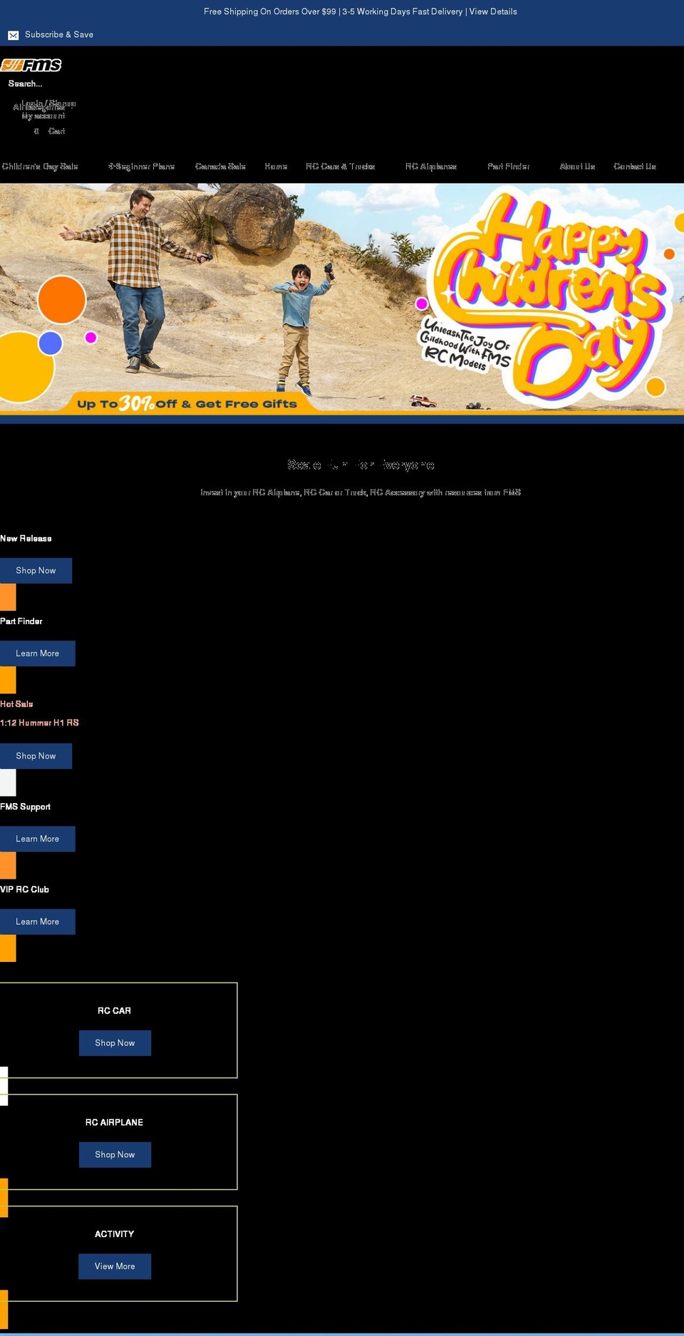 fmshobby.com shopify website screenshot