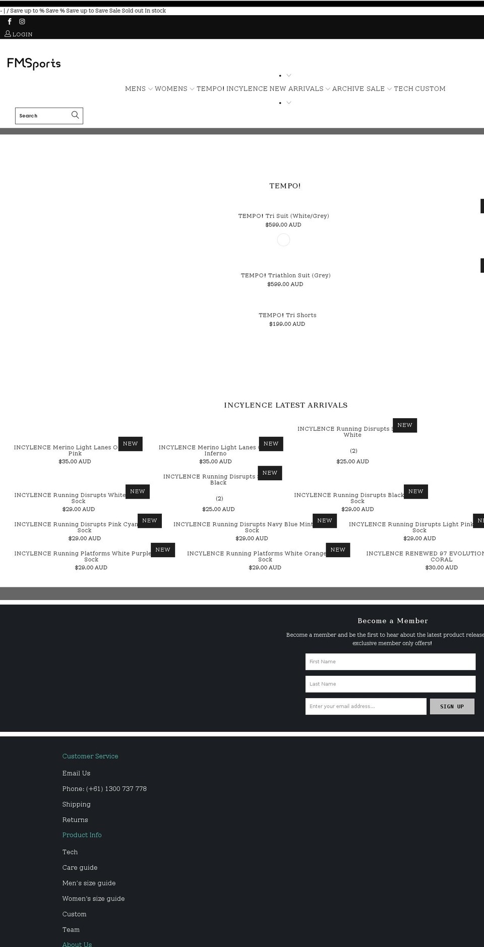 fmsports.com.au shopify website screenshot