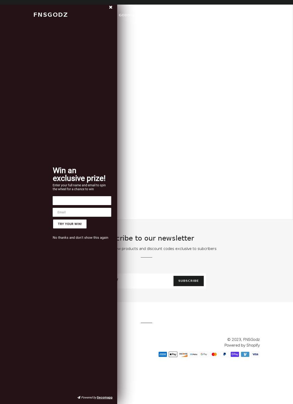 fnsgodz.com shopify website screenshot