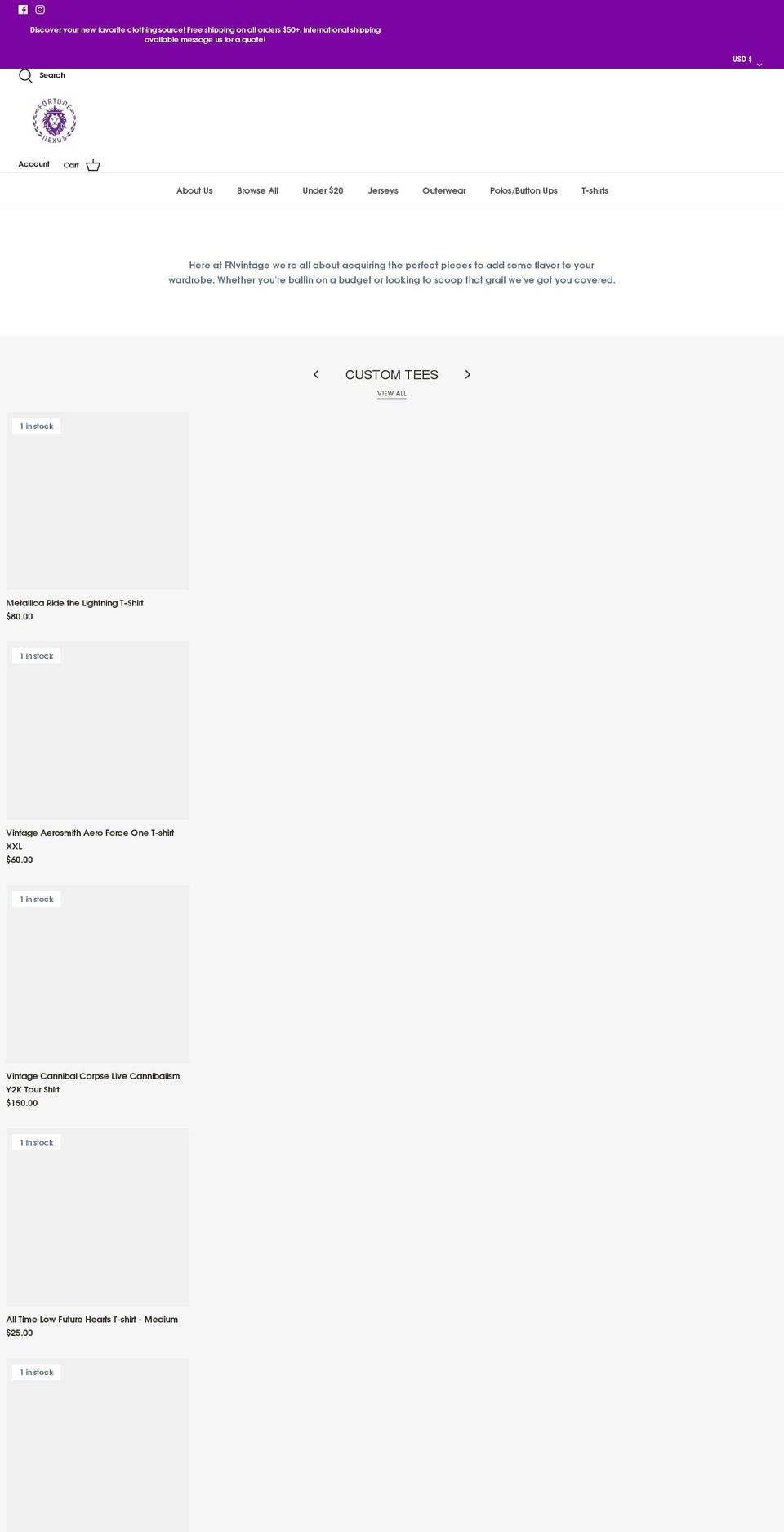 fnvintage.com shopify website screenshot