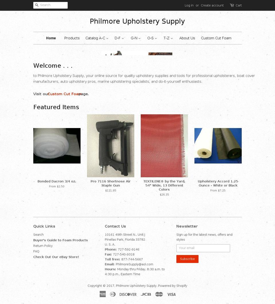 foamandupholsterysupplies.com shopify website screenshot
