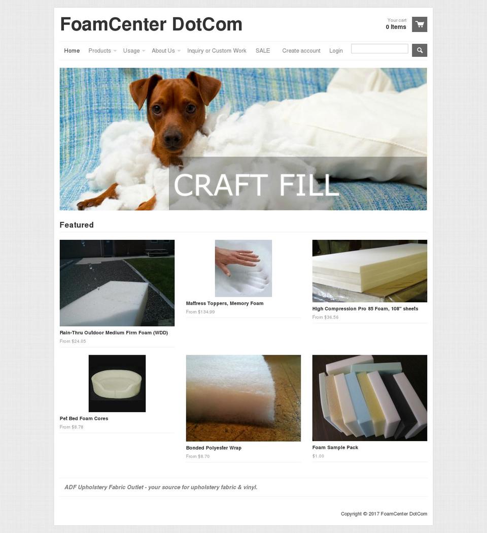foamcenter.com shopify website screenshot