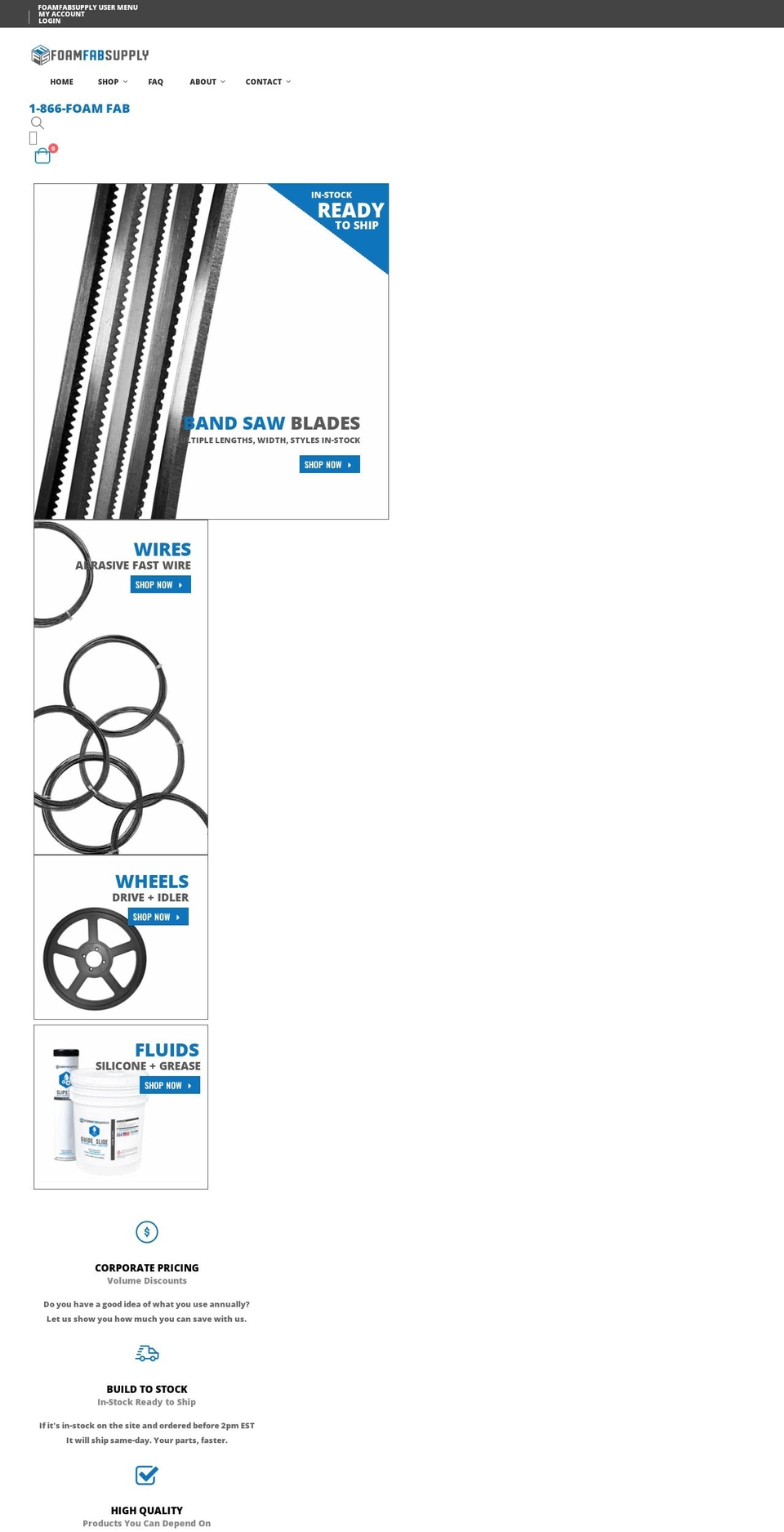 foamfabsupply.com shopify website screenshot