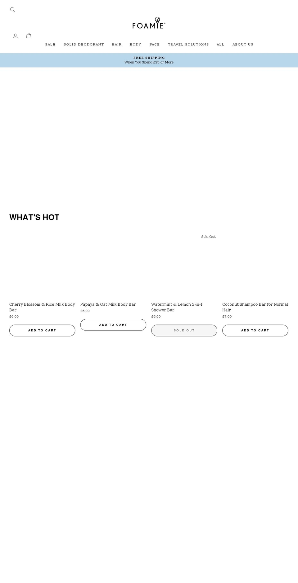 foamie.co.uk shopify website screenshot