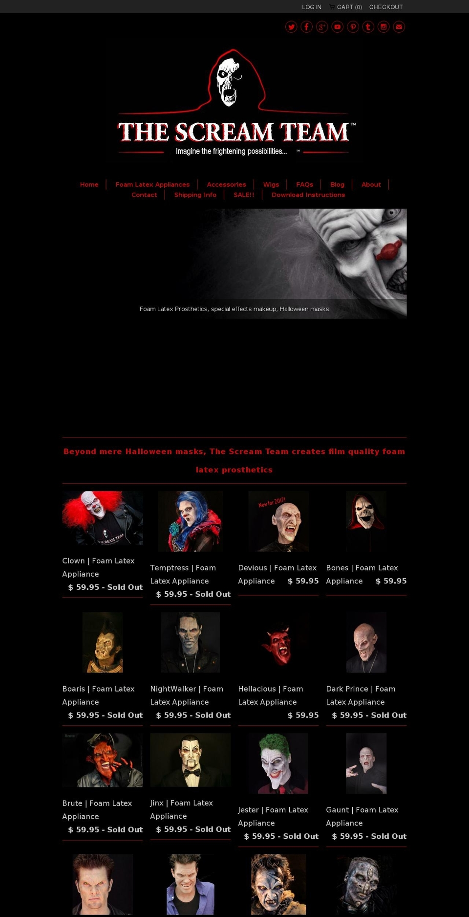 foamlatexprosthetics.net shopify website screenshot