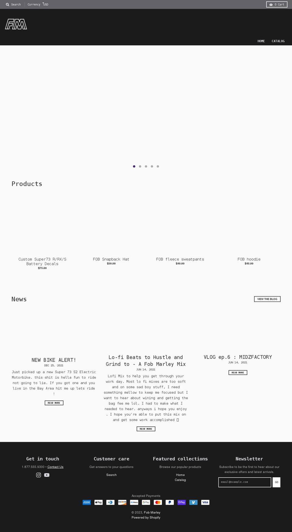 fobmarley.com shopify website screenshot