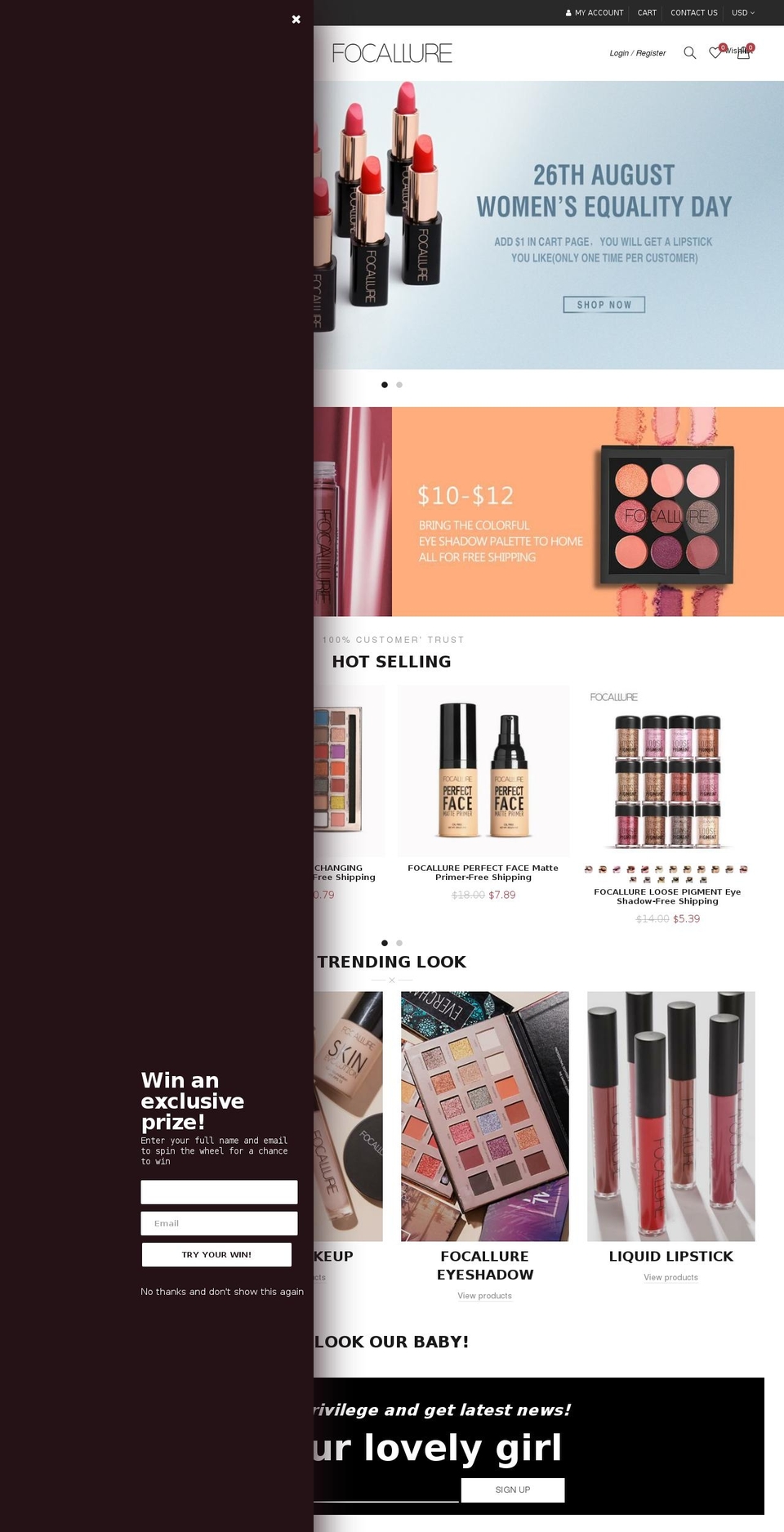 focallure.com shopify website screenshot