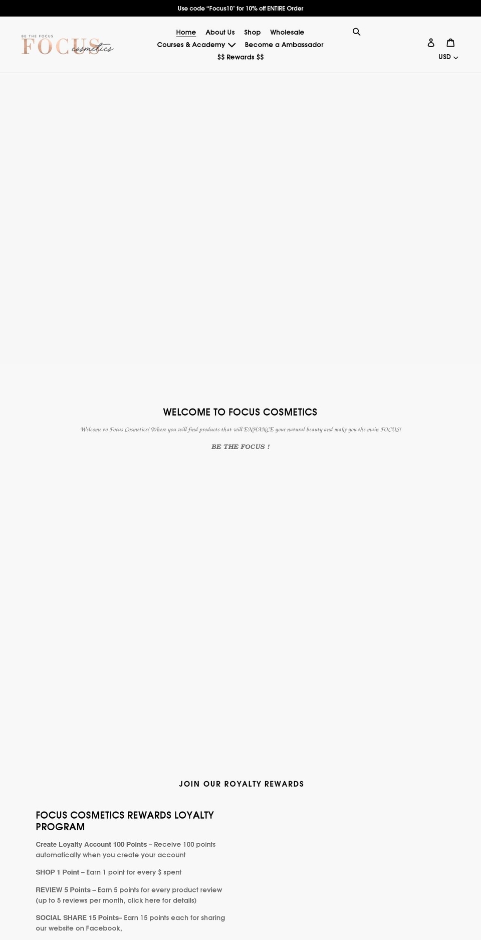 focus-cosmetics.com shopify website screenshot