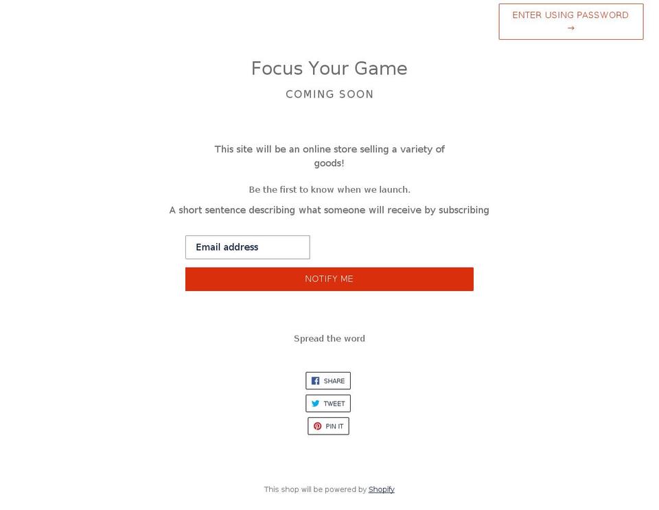 focus-your-game.myshopify.com shopify website screenshot