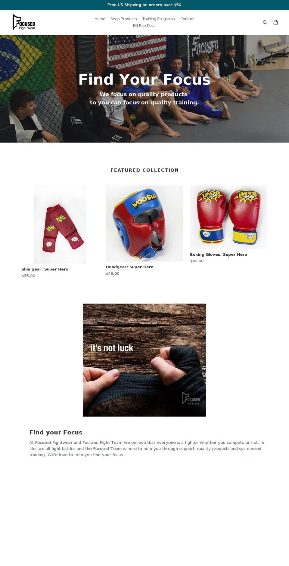 focusedfightwear.com shopify website screenshot