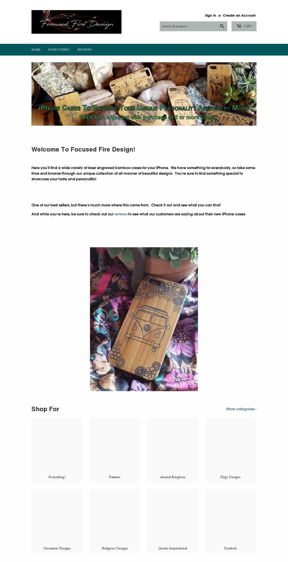 focusedfiredesign.com — Shopify storefront screenshot