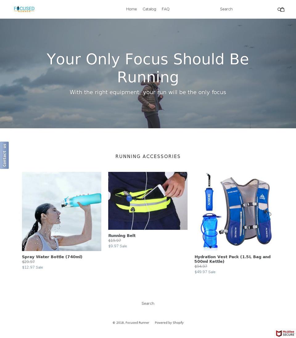 focusedrunner.com — Shopify storefront screenshot