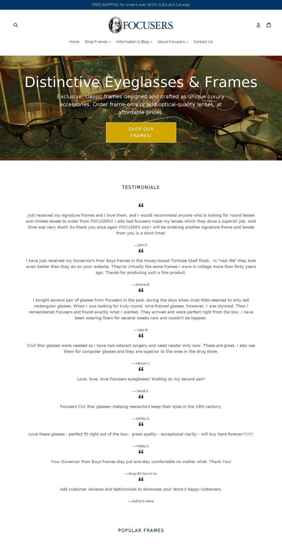 focusers.com — Shopify storefront screenshot