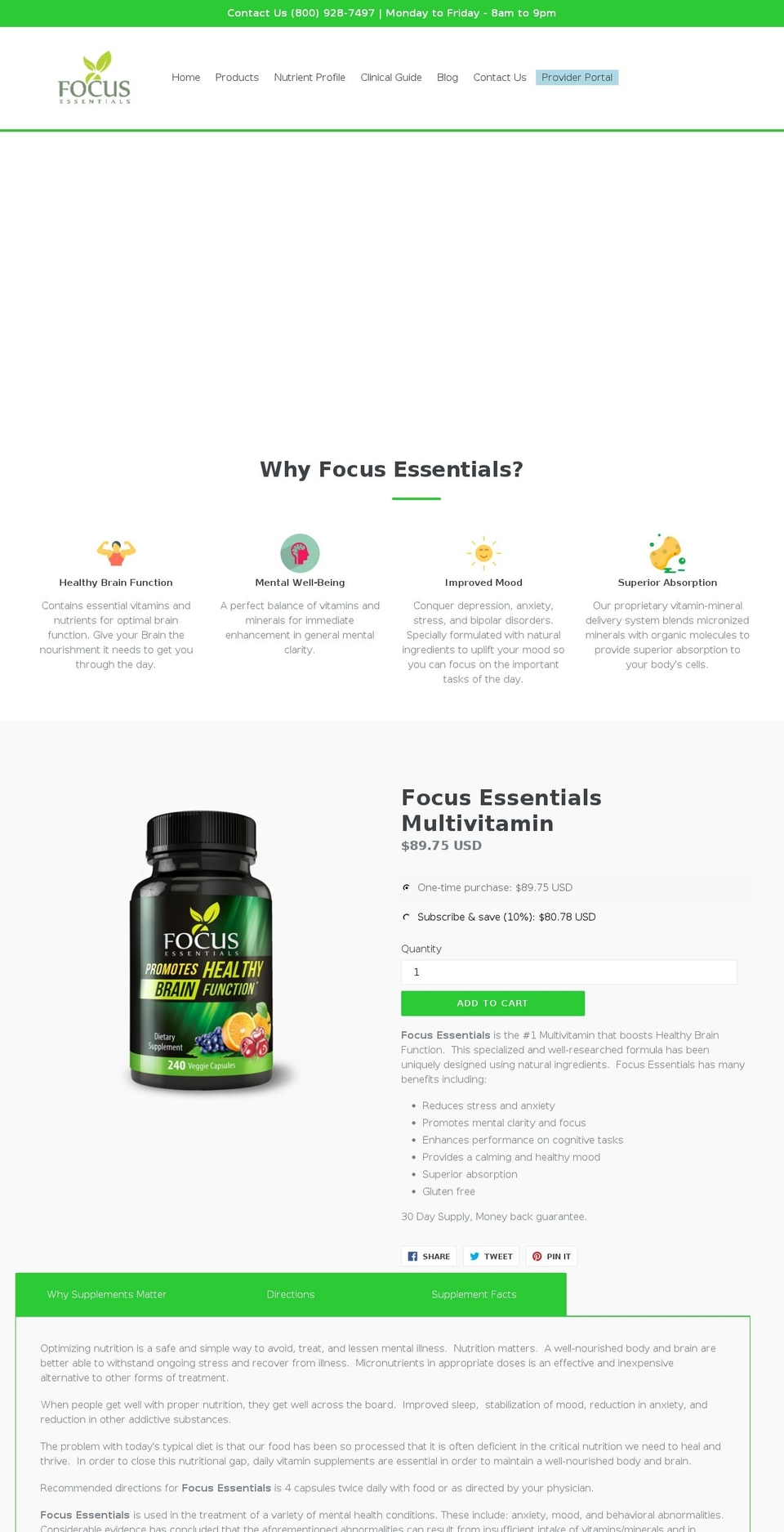 focusessentials.com shopify website screenshot