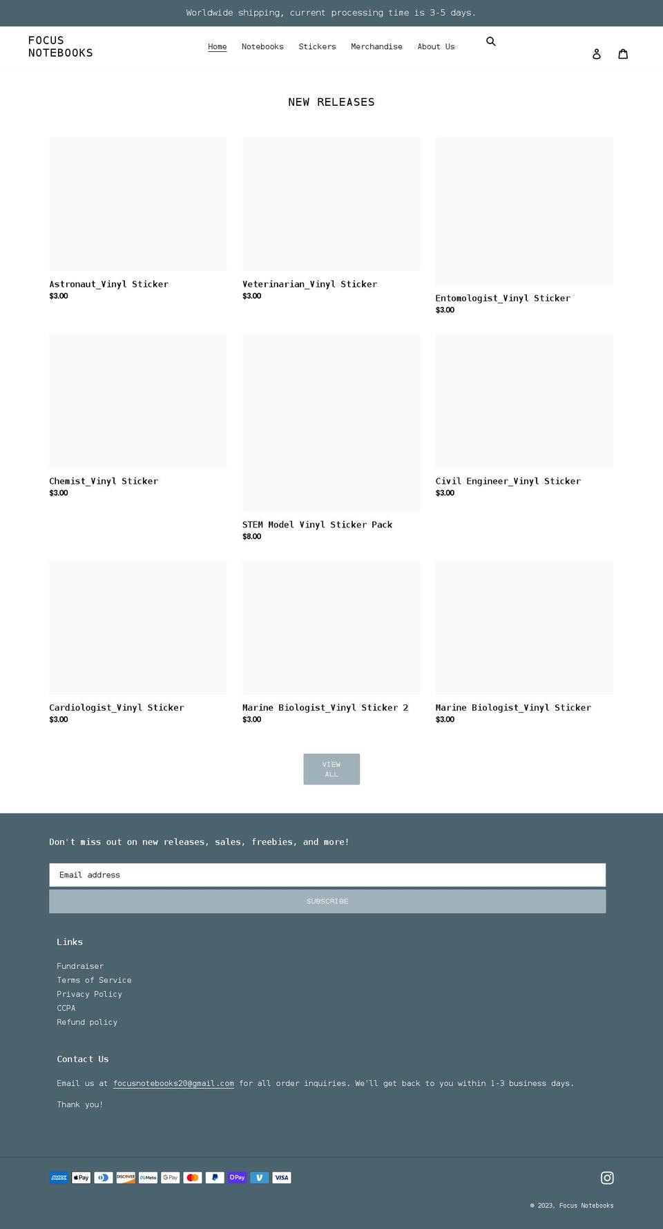 focusnotebooks.com shopify website screenshot