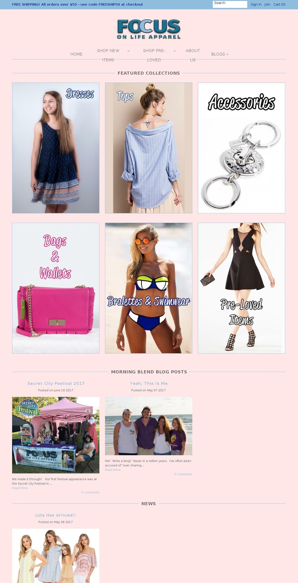 focusonlifeapparel.com — Shopify storefront screenshot