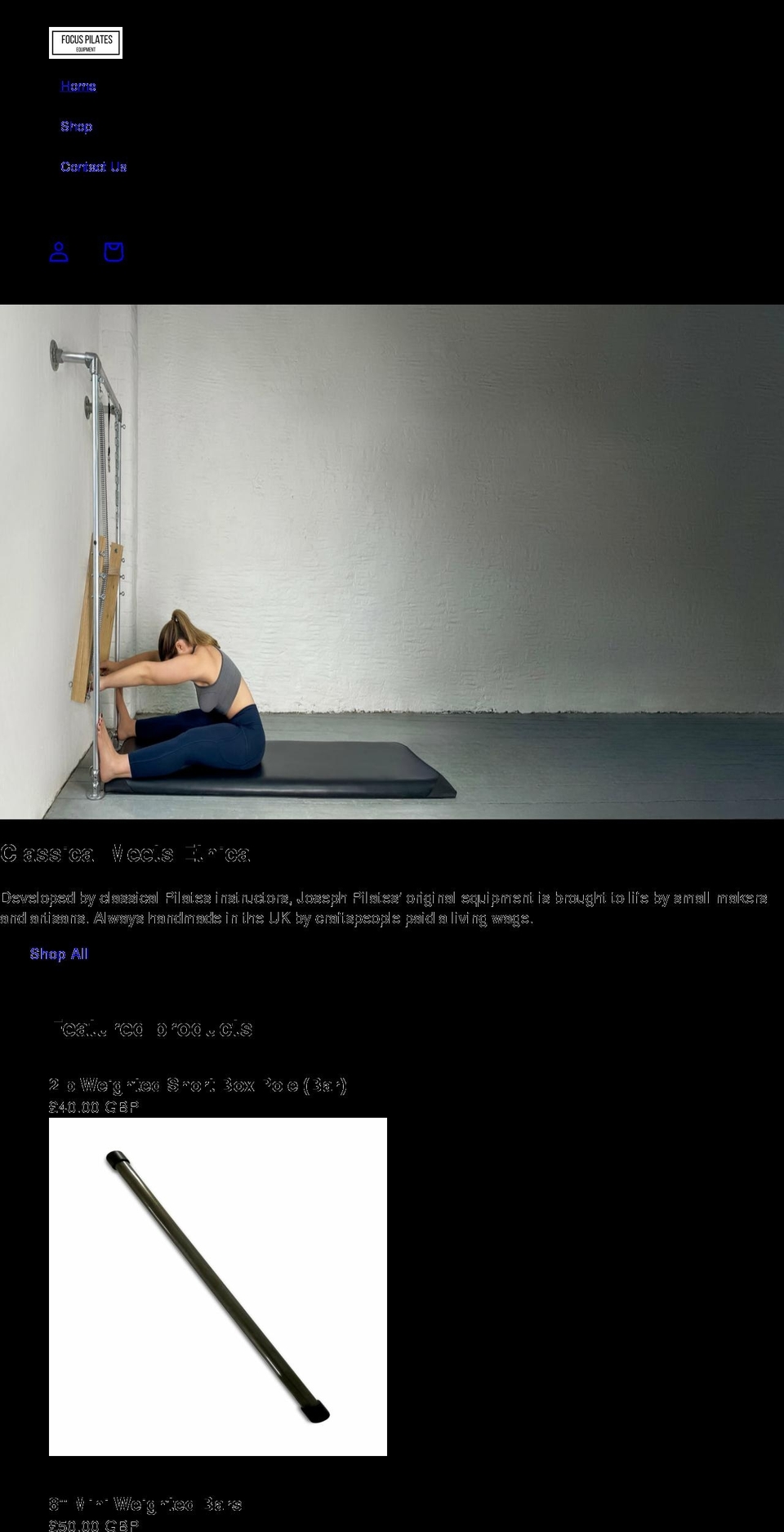 focuspilates.co.uk shopify website screenshot