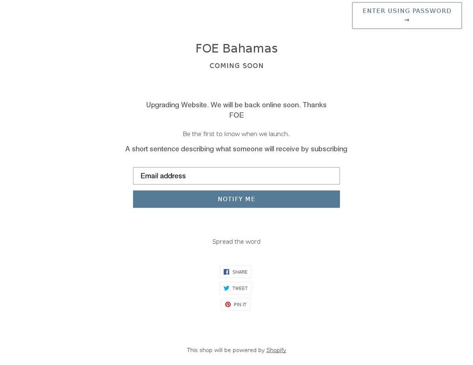 foebahamas.com shopify website screenshot
