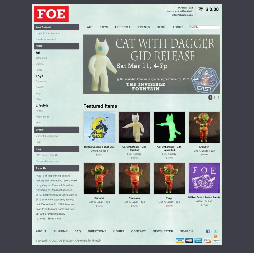 foegallery.com shopify website screenshot