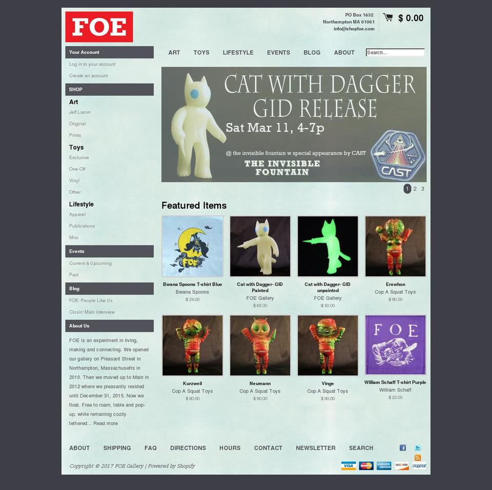 foestore.com shopify website screenshot