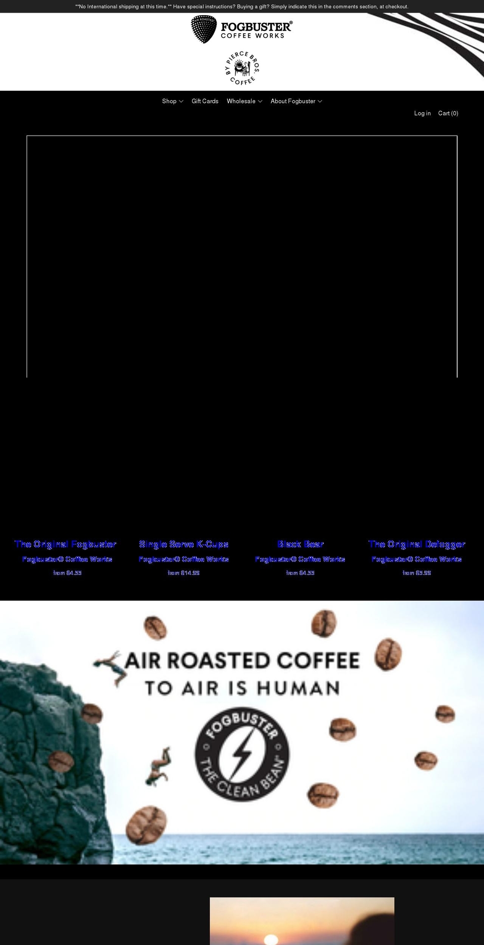 fogbustercoffee.com shopify website screenshot
