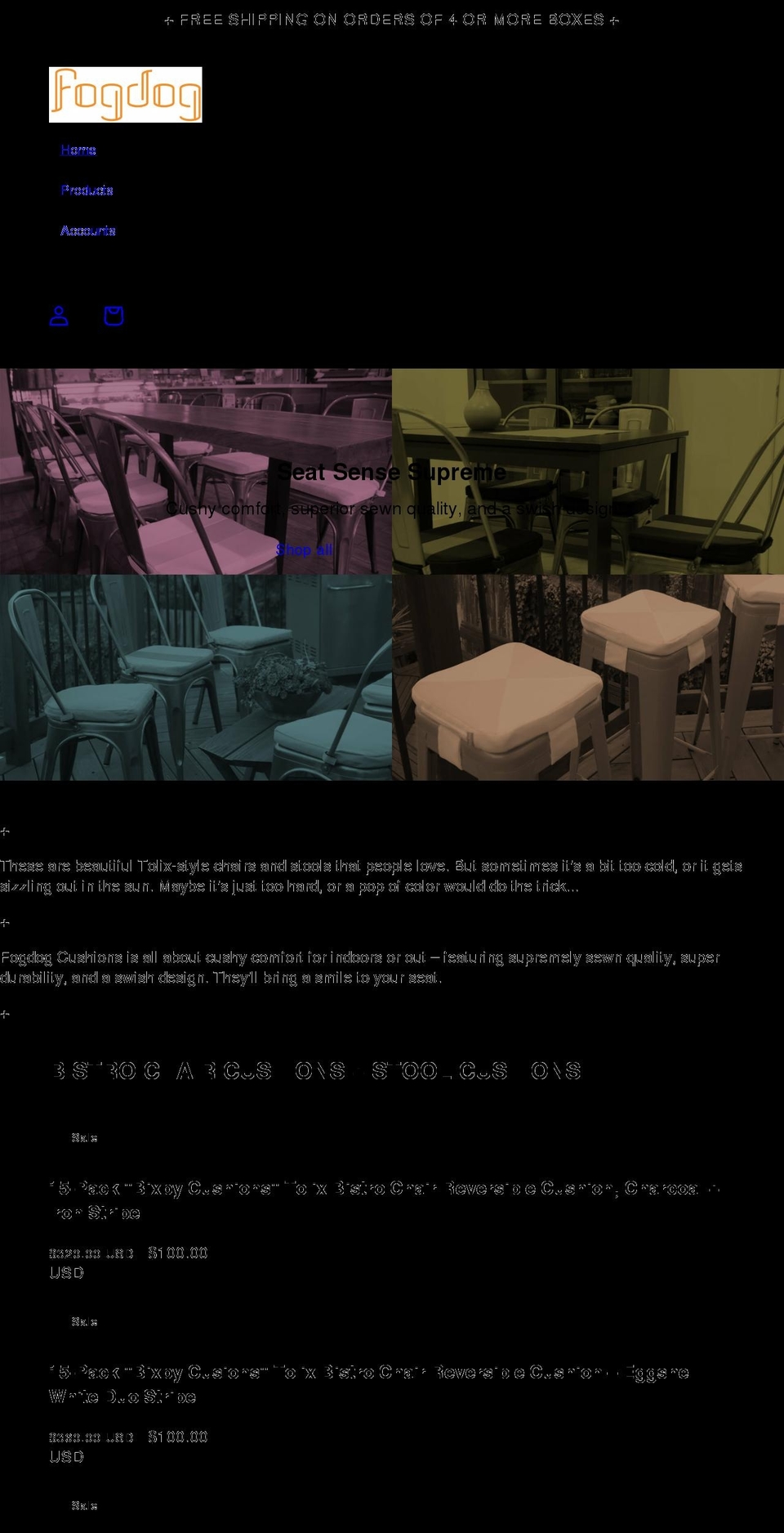 fogdogcushions.com shopify website screenshot