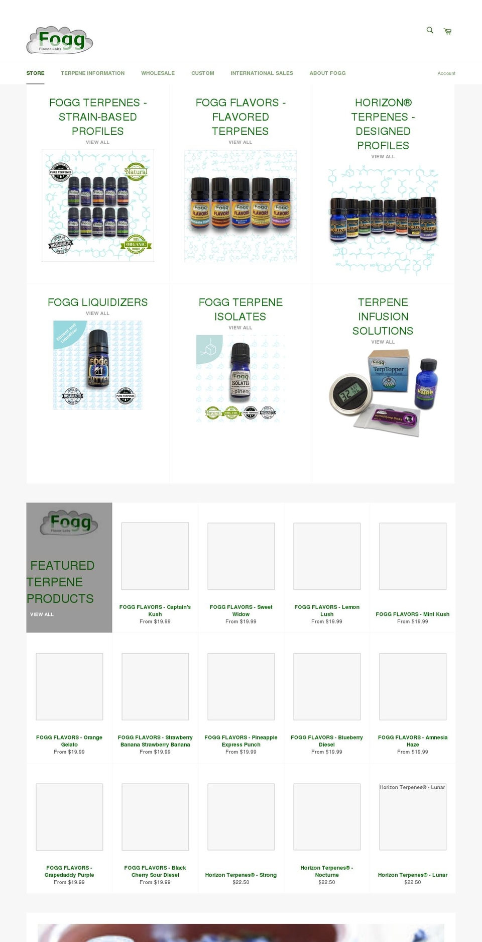 foggterpenes.com shopify website screenshot