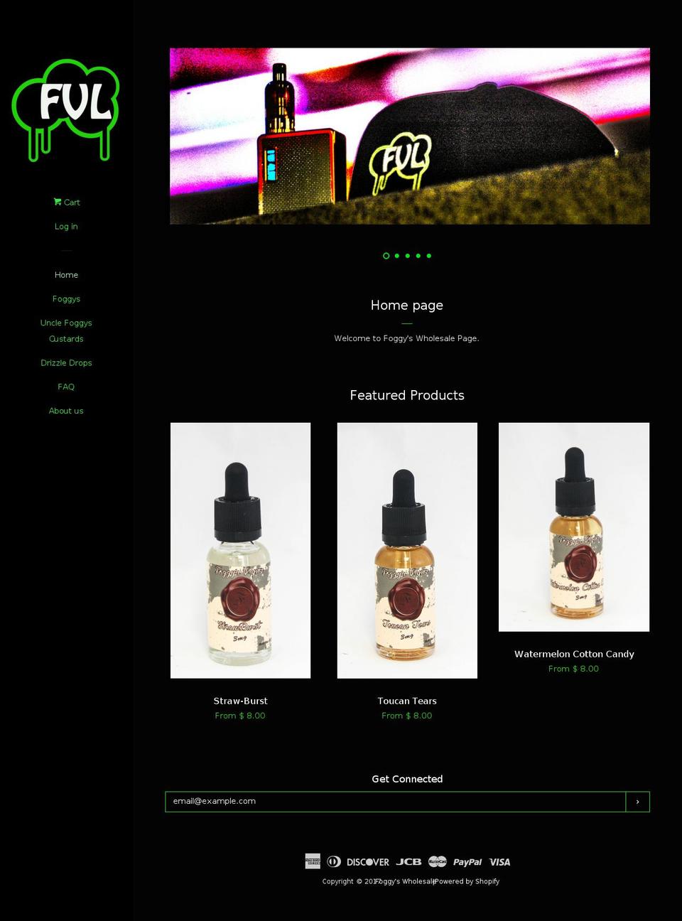 foggyswholesale.com shopify website screenshot