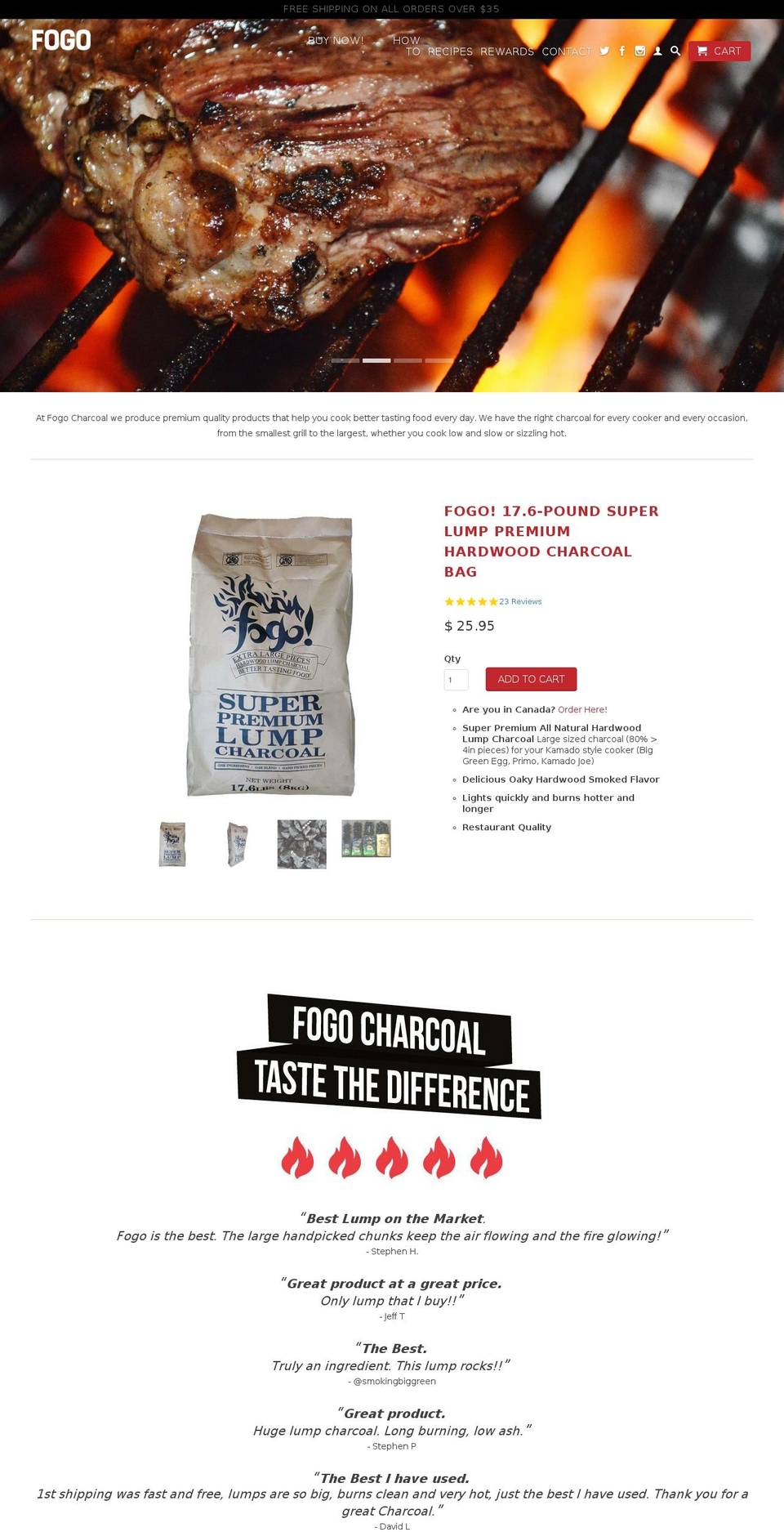 fogocharcoal.com shopify website screenshot