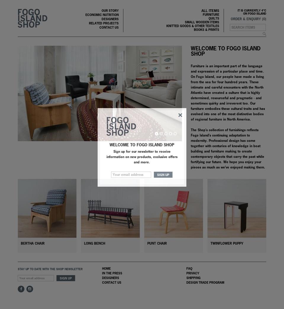 fogoislandshop.org shopify website screenshot