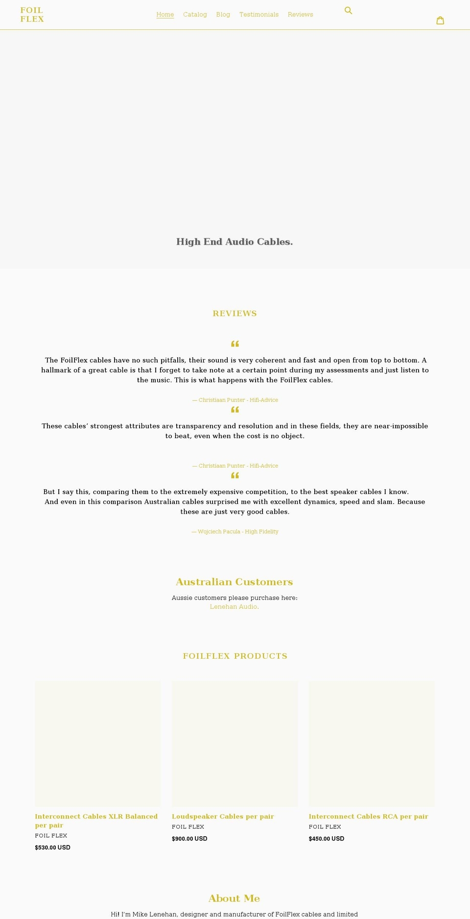 foilflexcables.com shopify website screenshot