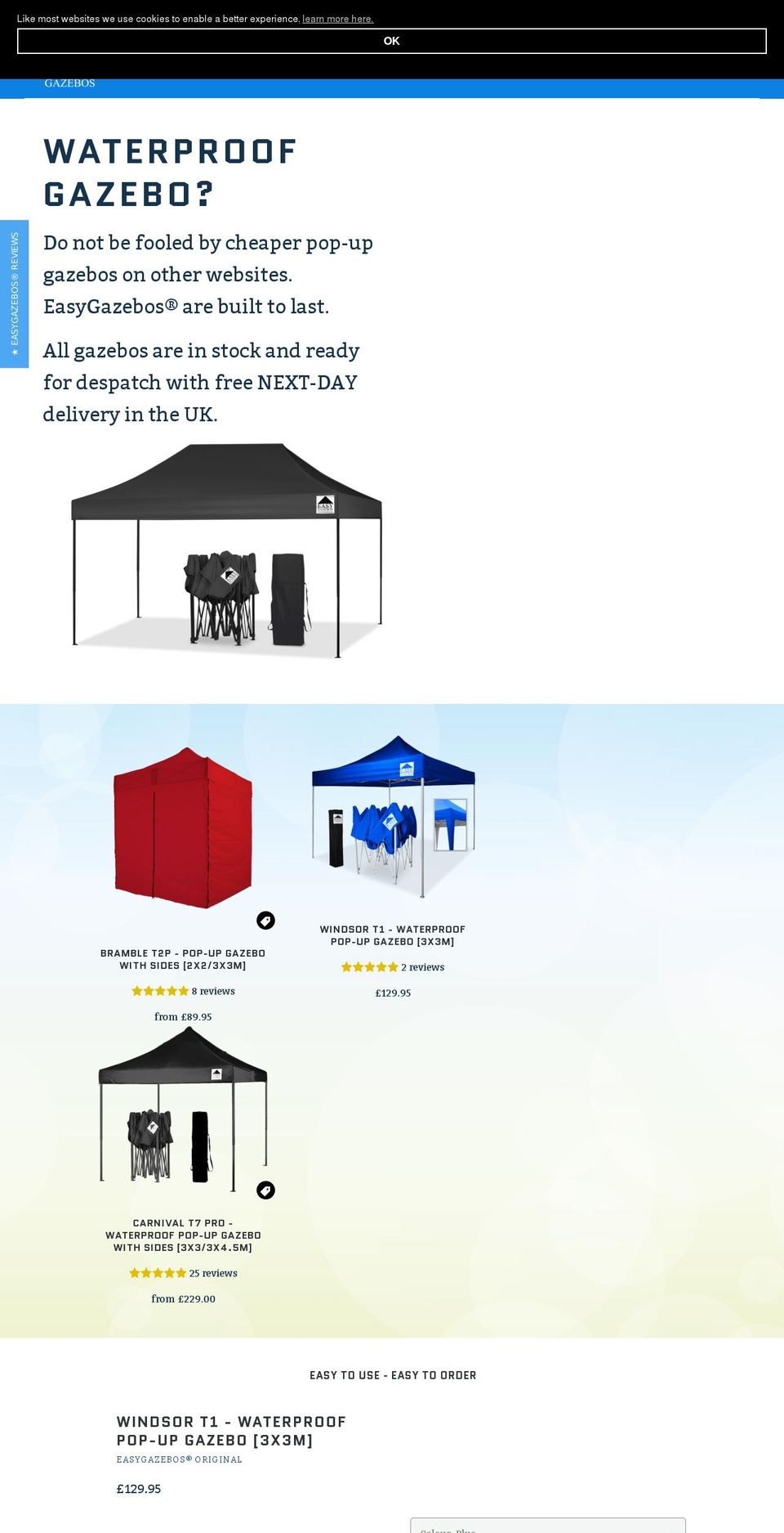 foldinggazebos.com — Shopify storefront screenshot