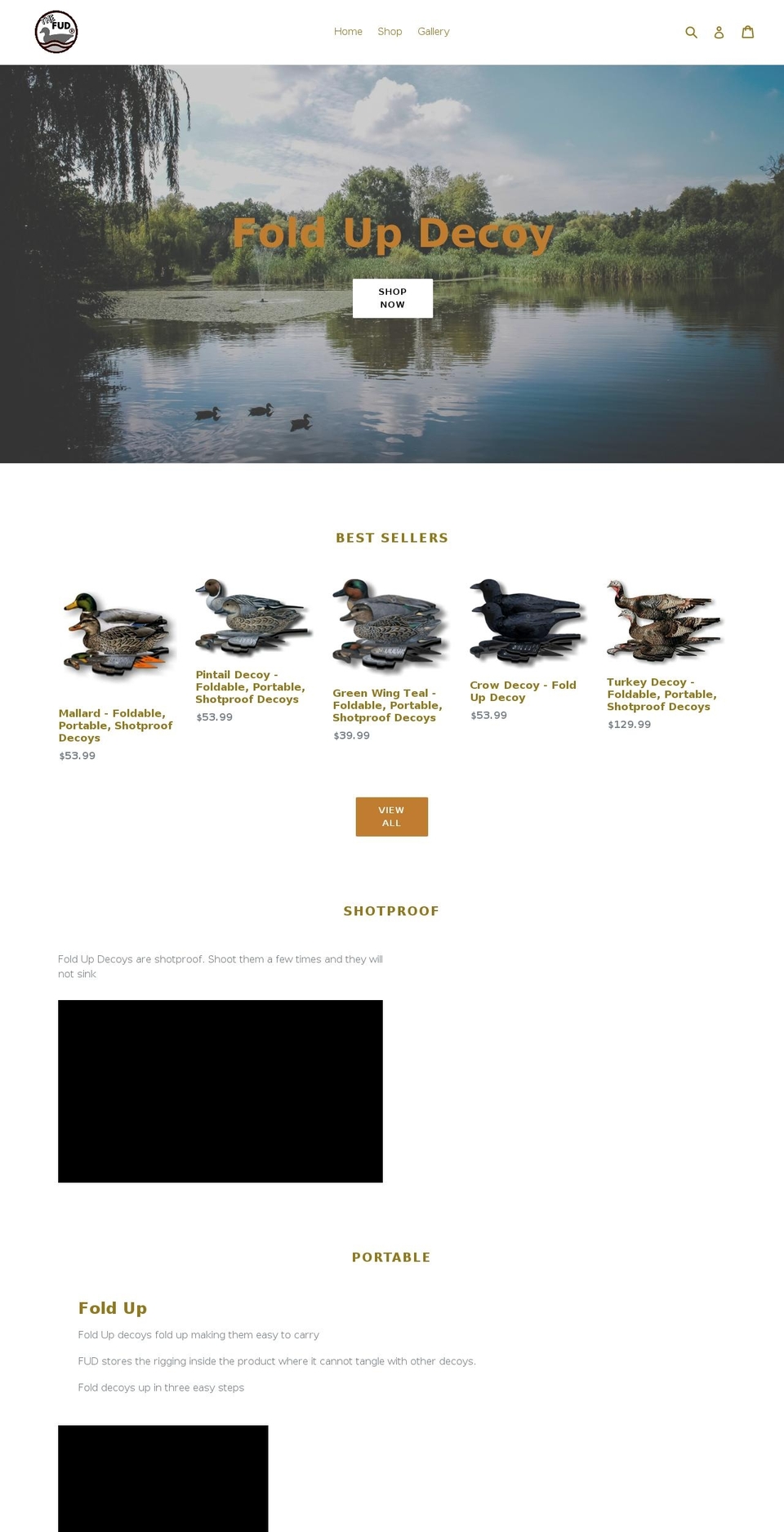 foldupdecoy.com — Shopify storefront screenshot