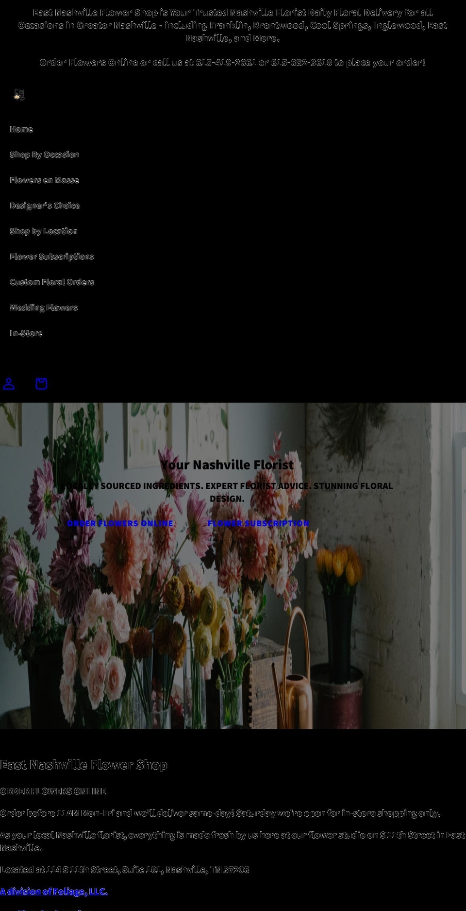 foliageflowershop.com shopify website screenshot