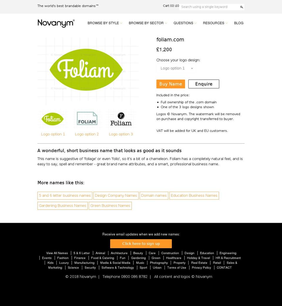 foliam.com shopify website screenshot