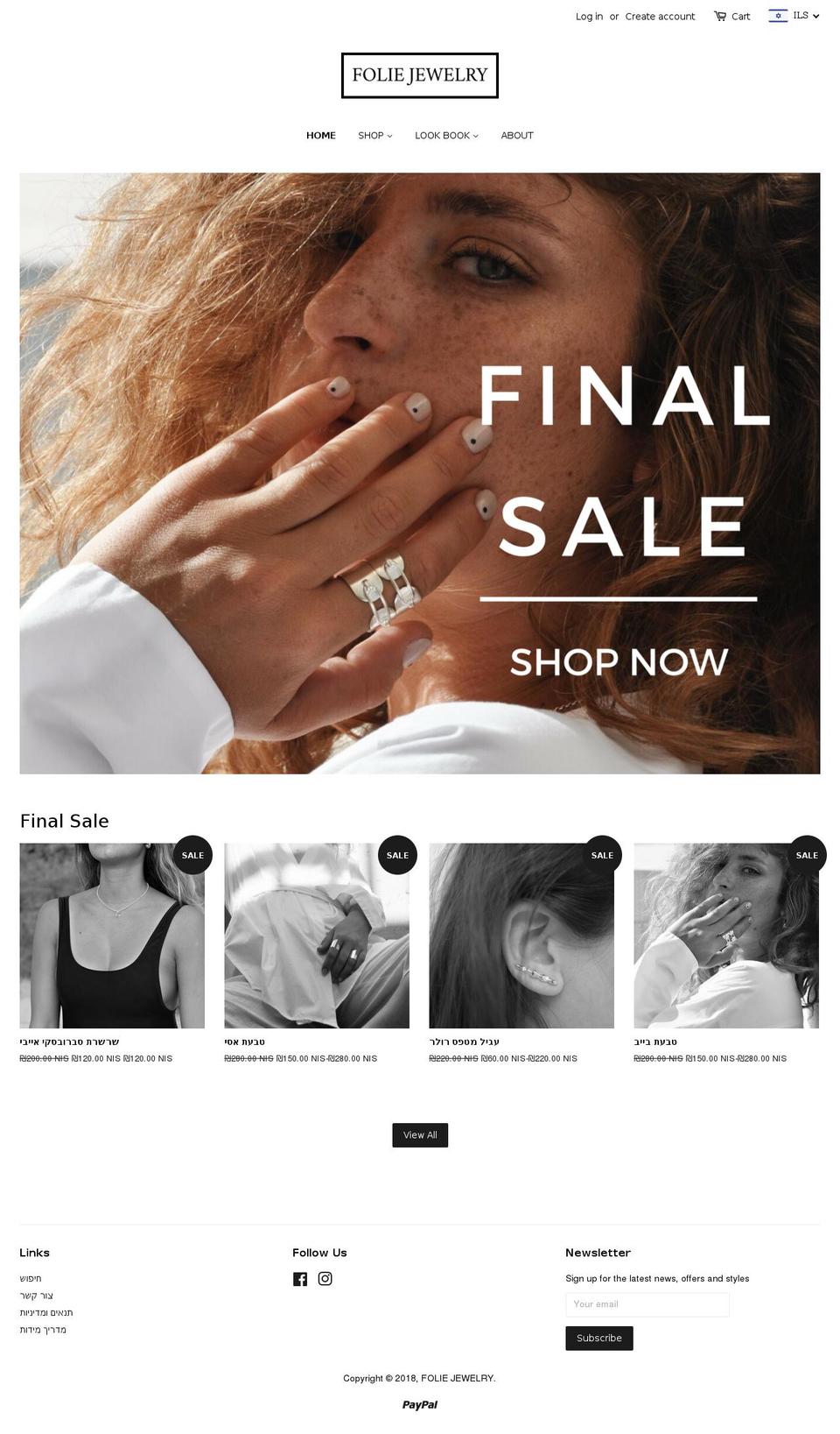 foliejewelry.com shopify website screenshot