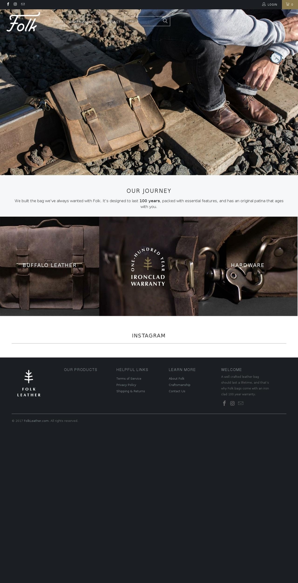 folkleather.com shopify website screenshot