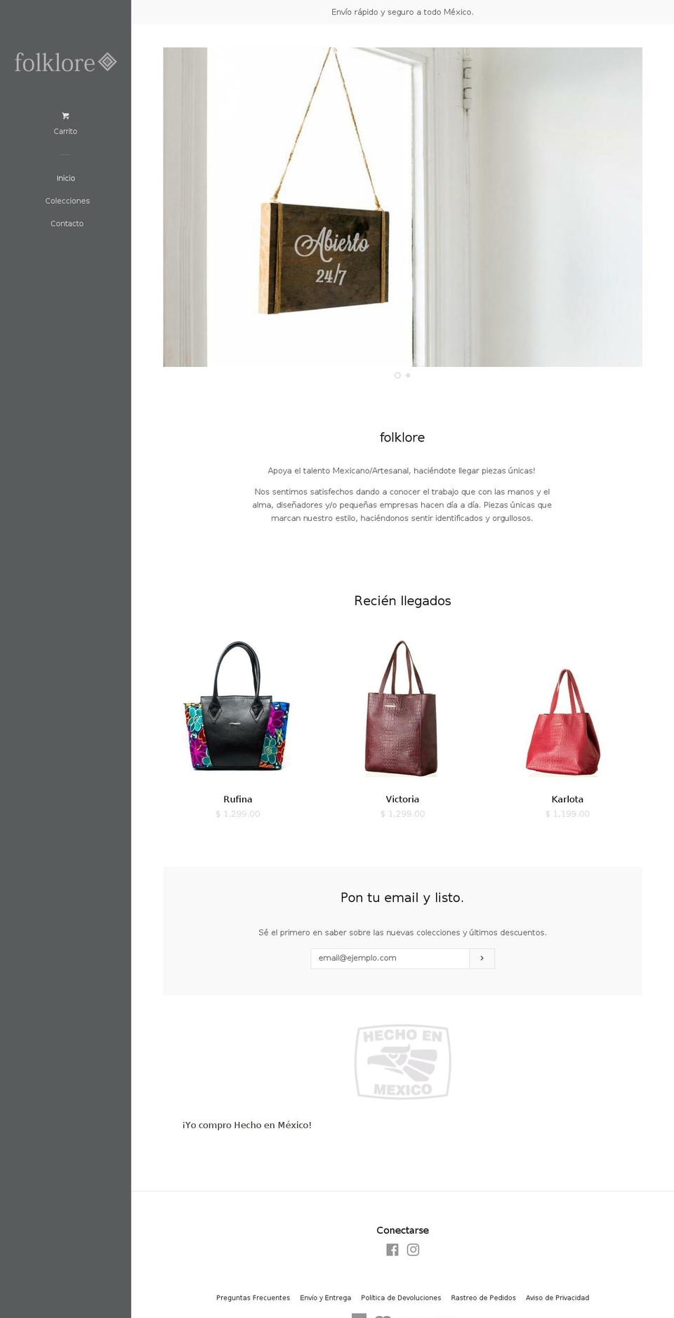 folkloremexico.com — Shopify storefront screenshot