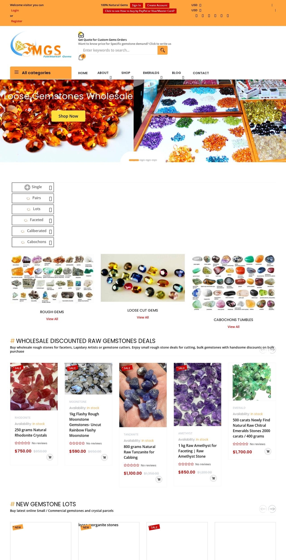 folkmarketgems.com shopify website screenshot
