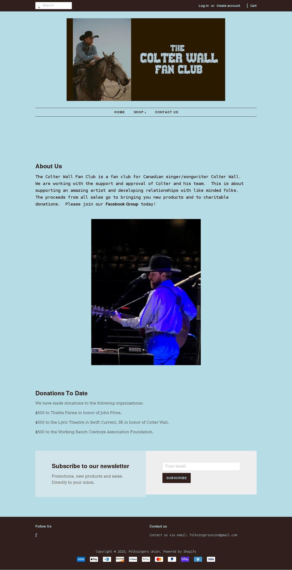 folksingersunion.com shopify website screenshot