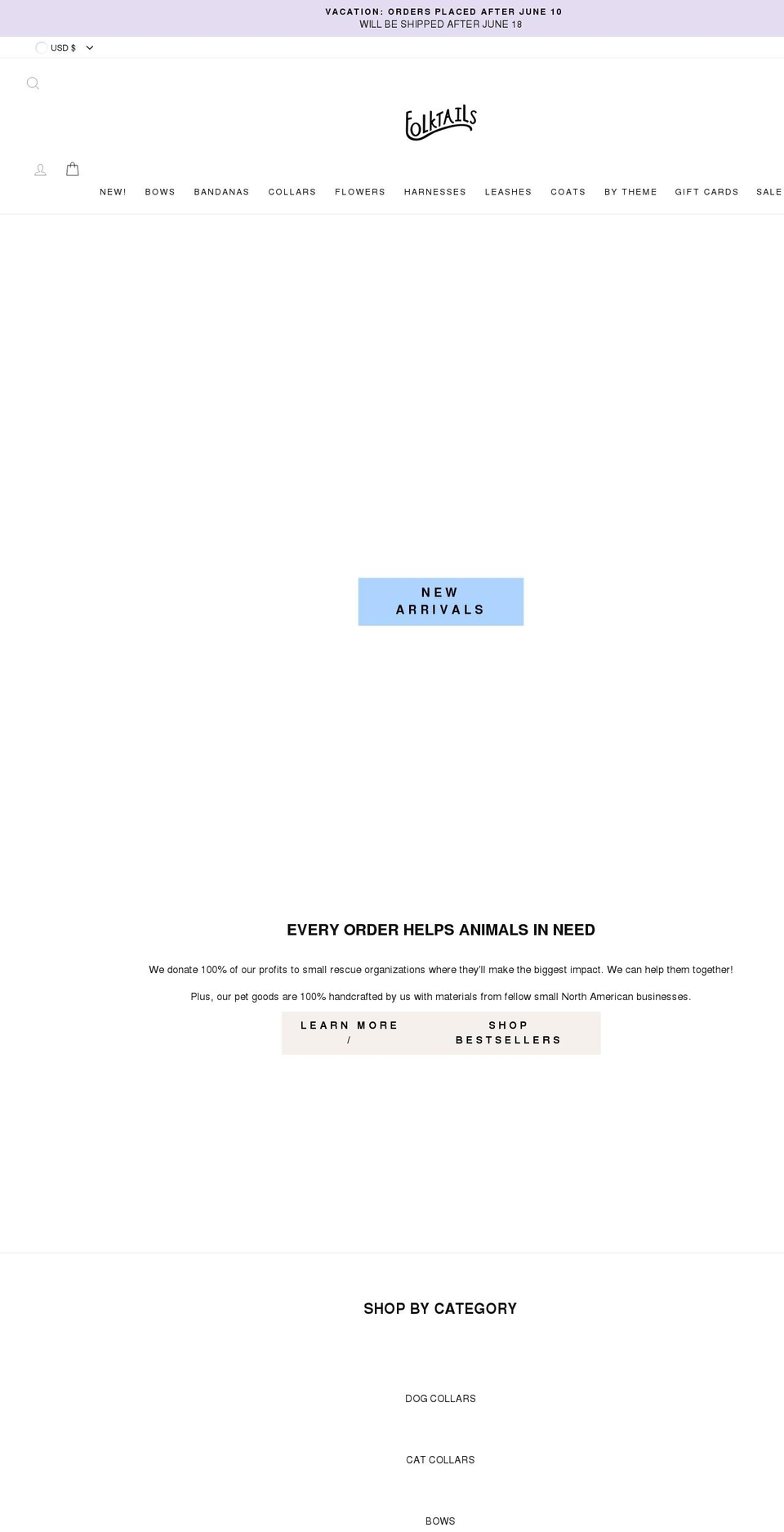 folktailspets.com shopify website screenshot